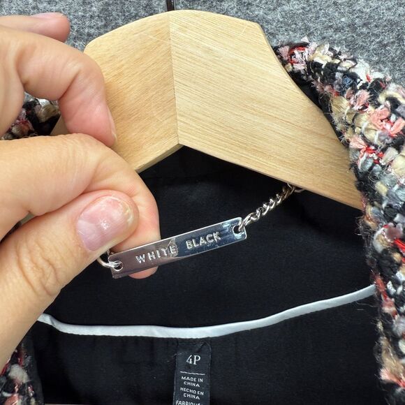 White House Black Market Jacket Women 4P Petite Black Full Zip Wool Collared - Picture 4 of 8